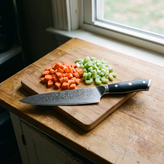 Compact Chef Knife 7.6" – Hochodo, in use