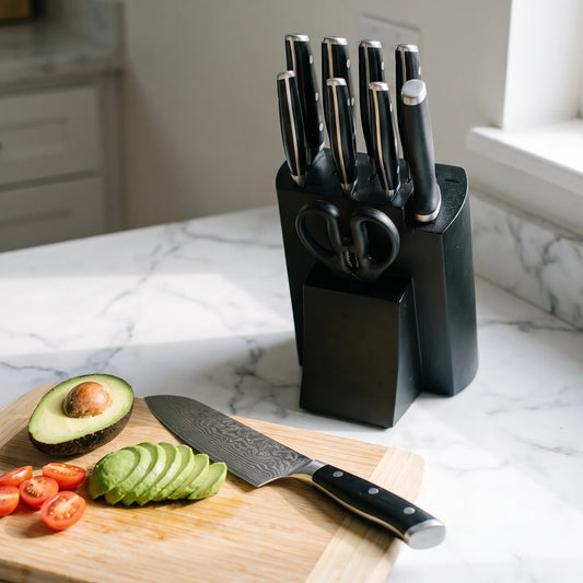 Knife Block Set, 7 Knives – Hochodo, in use