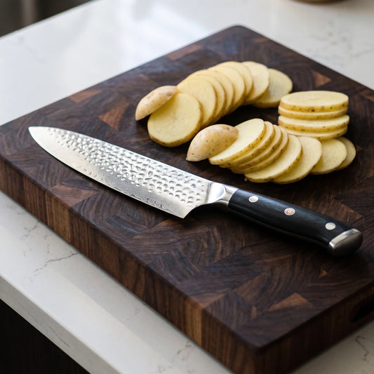 Hammered Chef Knife 8" – Hochodo, in use