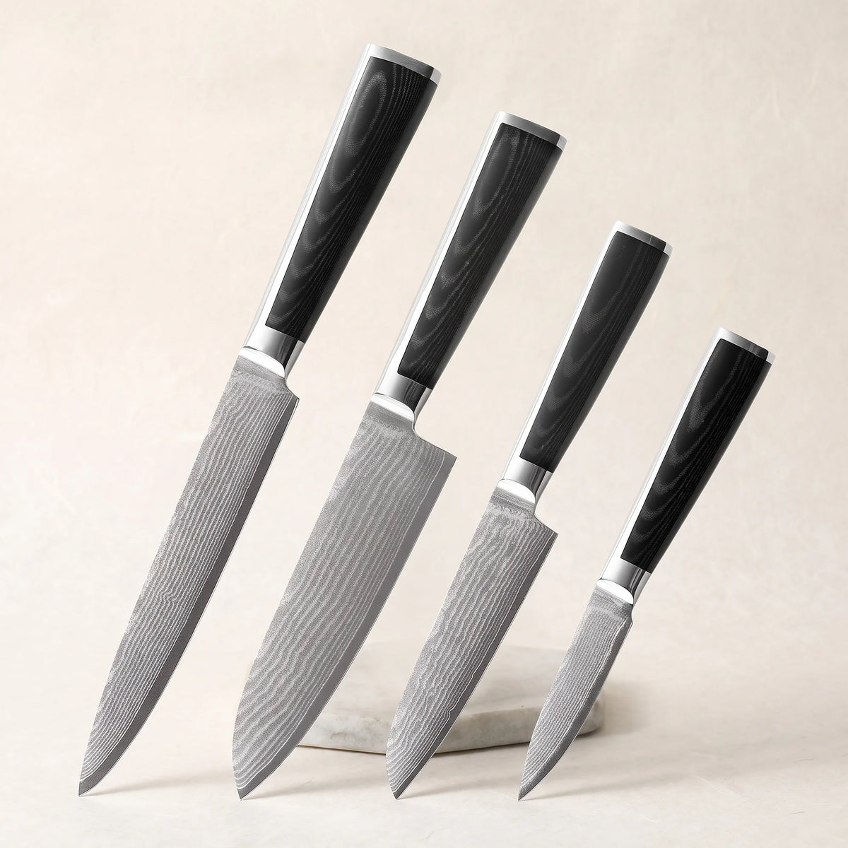 4-Piece Damascus Knife Set – Hochodo, main view