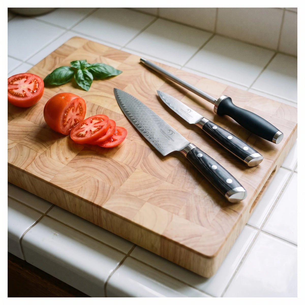 4-Piece Pakkawood Knife Set – Hochodo, in use