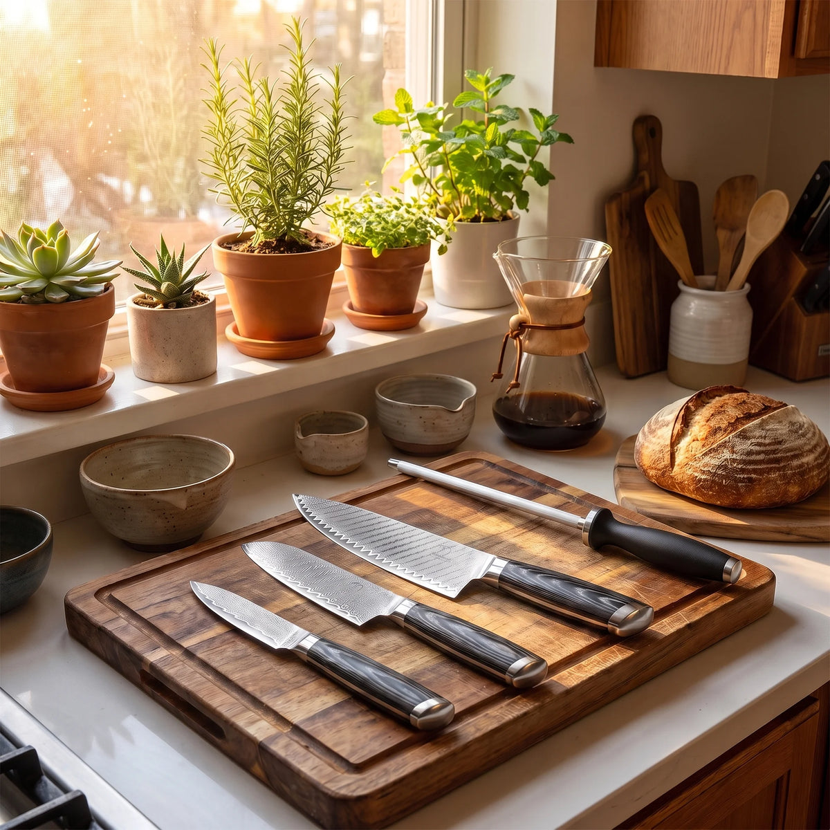 4-Piece Pakkawood Knife Set – Hochodo, in the kitchen