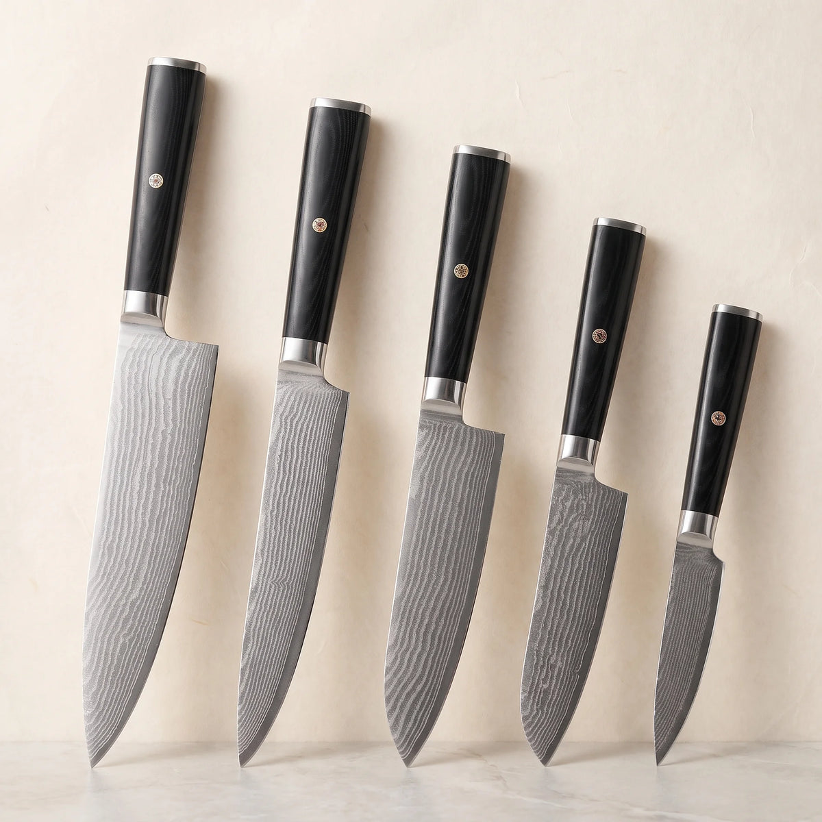 5-Piece Damascus Knife Set – Hochodo, main view