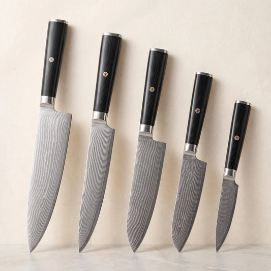 5-Piece Damascus Knife Set – Hochodo, main view