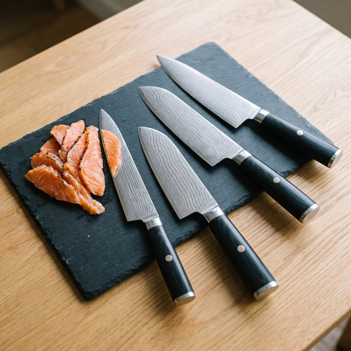 5-Piece Damascus Knife Set – Hochodo, in use