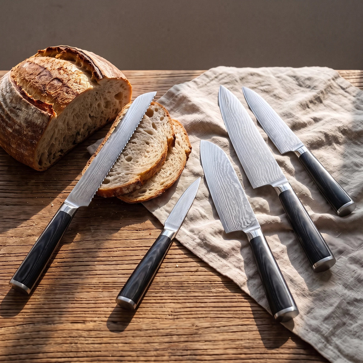 5-Piece Set with Bread Knife – Hochodo, in use