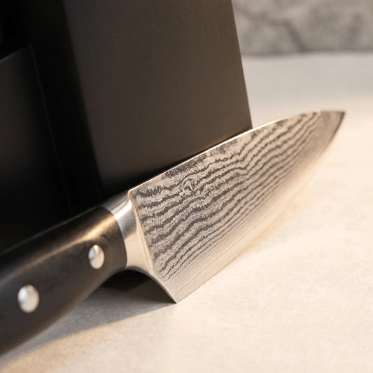 9-Piece Black Knife Block Set – Hochodo, blade and material detail
