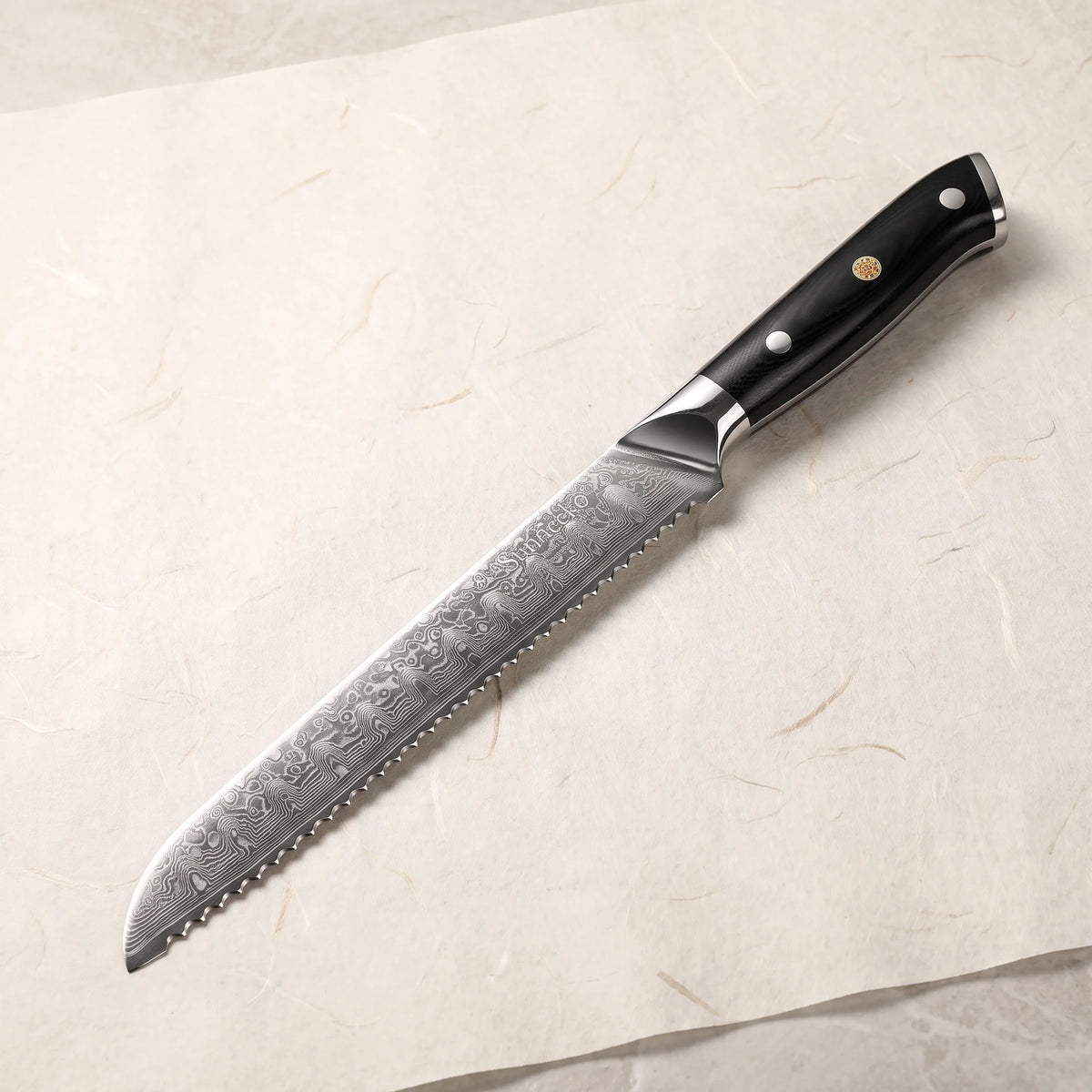 Damascus Bread Knife 8" – Hochodo, main view