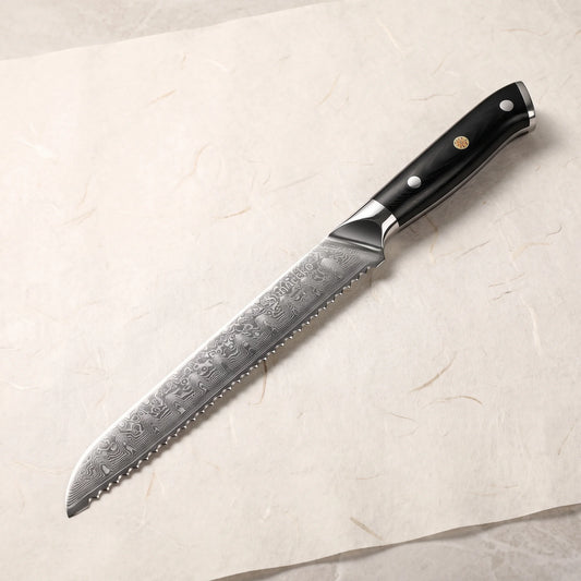 Damascus Bread Knife 8" – Hochodo, main view