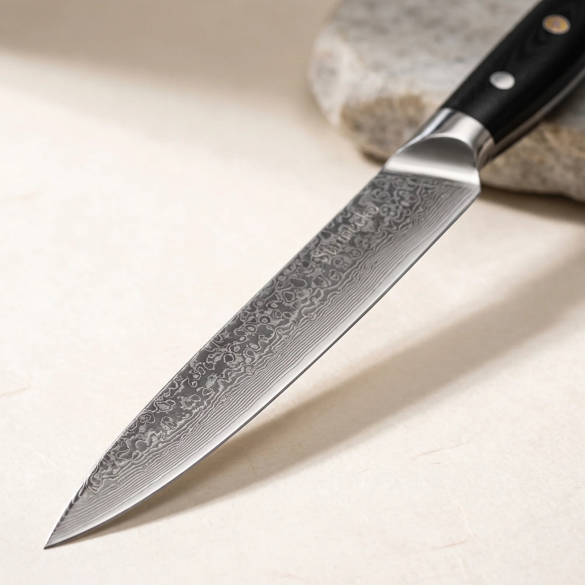 Damascus Carving Knife 8" – Hochodo, blade and material detail