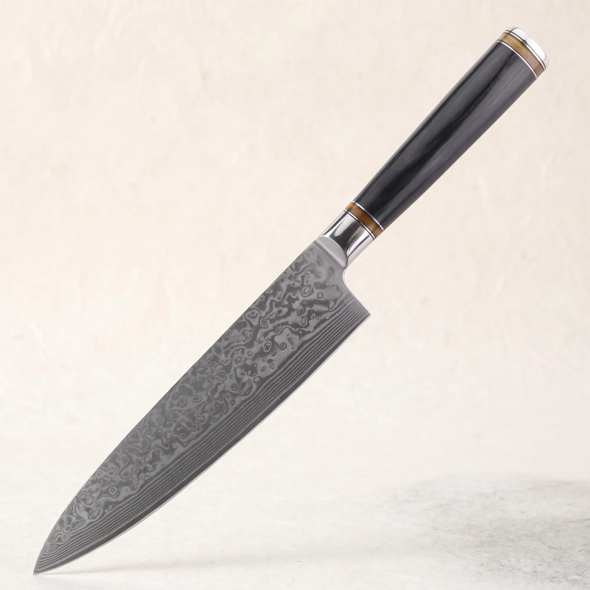 Damascus Chef Knife 8" – Hochodo, three-quarter view