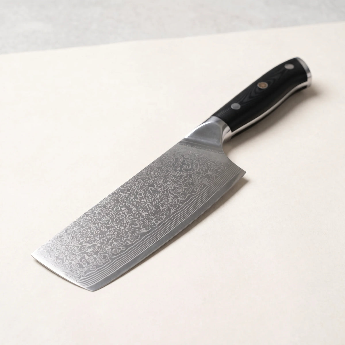Damascus Cleaver 6.6" – Hochodo, three-quarter view