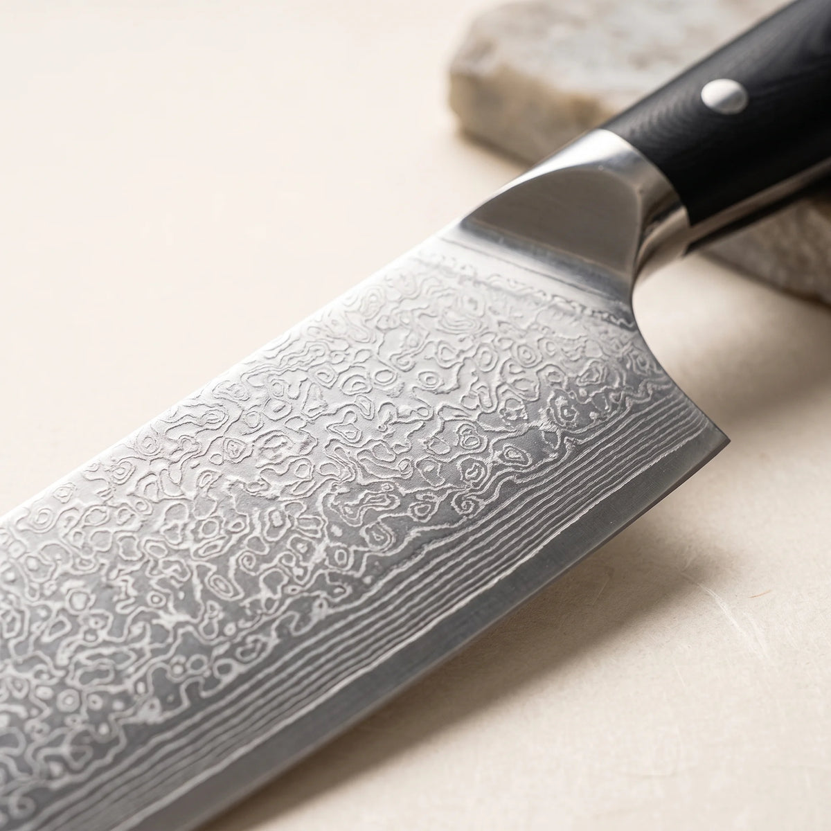 Damascus Cleaver 6.6" – Hochodo, blade and material detail
