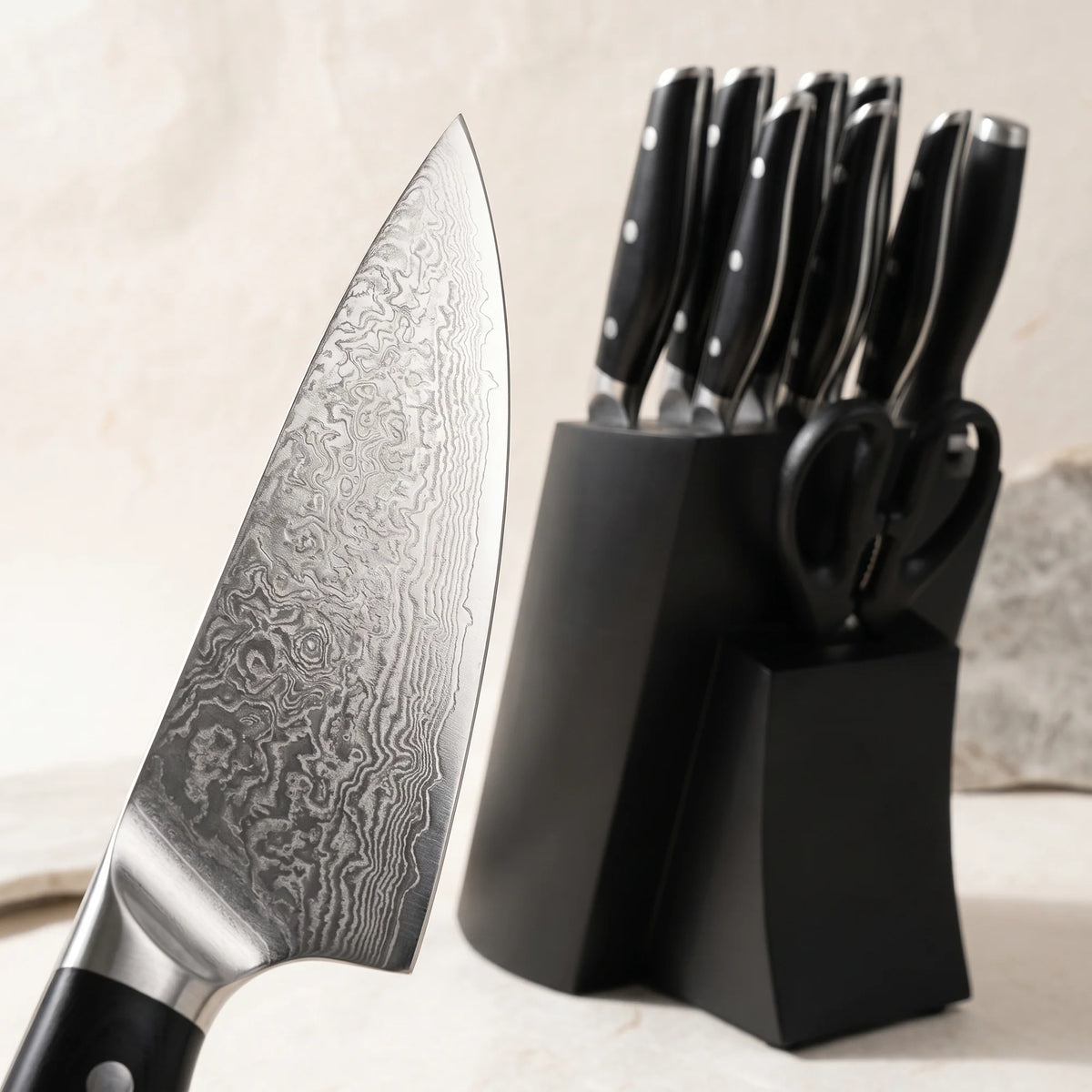 Knife Block Set, 7 Knives – Hochodo, blade and material detail
