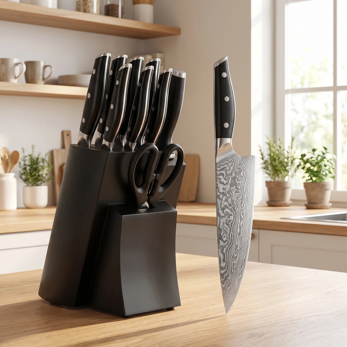 Knife Block Set, 7 Knives – Hochodo, in the kitchen