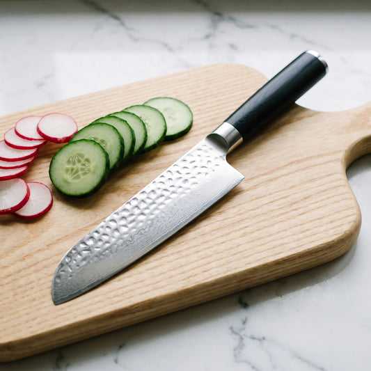 Hammered Santoku Knife 7" – Hochodo, in use