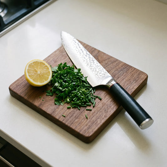 Hammered Chef Knife 7" – Hochodo, in use